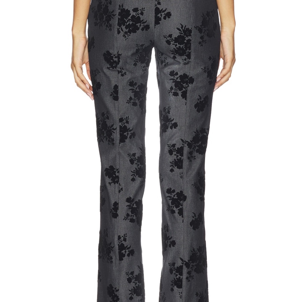 Amanda Uprichard Black Floral Boot Cut Pants